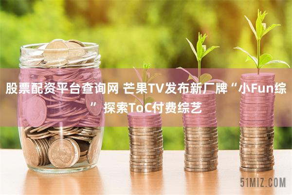 股票配资平台查询网 芒果TV发布新厂牌“小Fun综” 探索ToC付费综艺